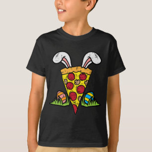 Camiseta Páscoa Pizza Fatia Coelhinho Ouvem Diversão Comida