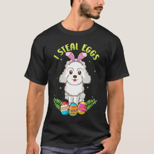 Camiseta Páscoa Poodle dog com Bunny Ears Eu roubo ovos