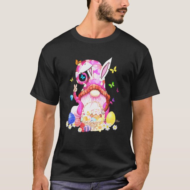 Camiseta Páscoa Primavera Gnomo Caça Ao Ovo E B (Frente)