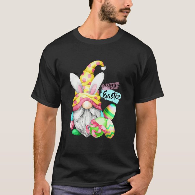 Camiseta Páscoa Primavera Gnomo Caça Ao Ovo E B (Frente)