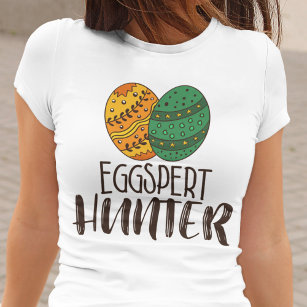 Camiseta Páscoa Pun Funny Eggspert Hunter Citação Humorísti