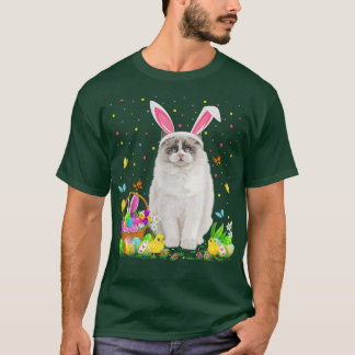 Camiseta Páscoa Ragdoll Bunny Ovo Caça Ragdoll Páscoa Su