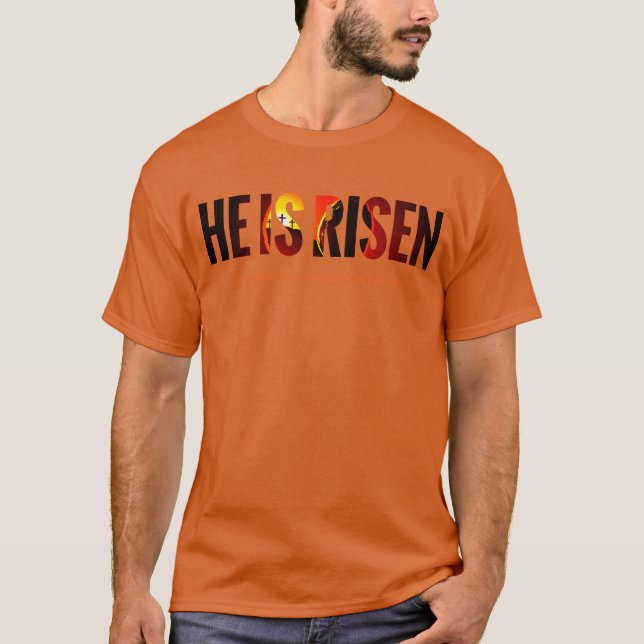 Camiseta Páscoa Resurrection Domingo: Ele Está Risen (Verme (Frente)