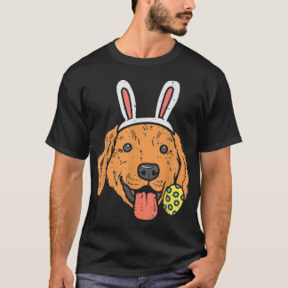 Camiseta Páscoa Retriever Ouro Coelho Rosto Coelho Cachorro