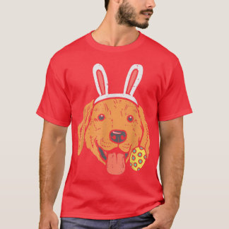 Camiseta Páscoa Retriever Ouro Coelho Rosto Coelho Cachorro