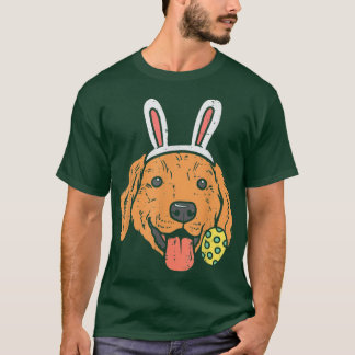 Camiseta Páscoa Retriever Ouro Coelho Rosto Coelho Cachorro