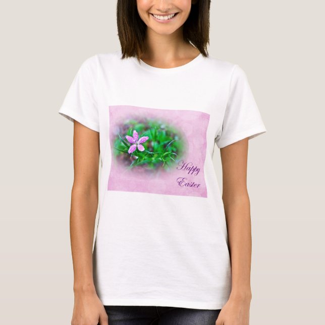 Camiseta Páscoa Saudações Depford Pink Wildflower (Frente)