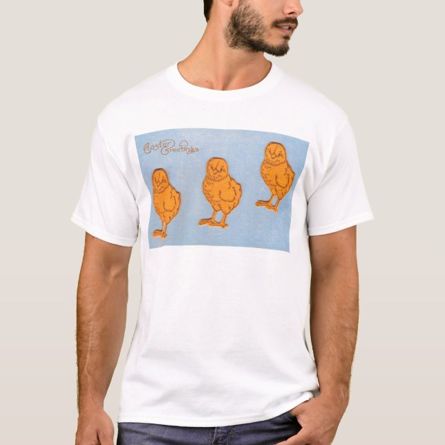 Camiseta Páscoa saudações Pintinhos Azul (Frente)