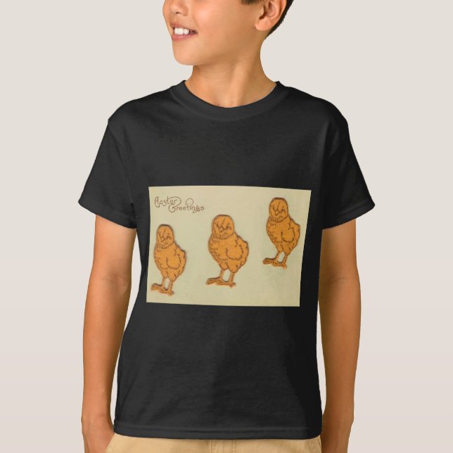 Camiseta Páscoa saudações Pintinhos bege (Frente)