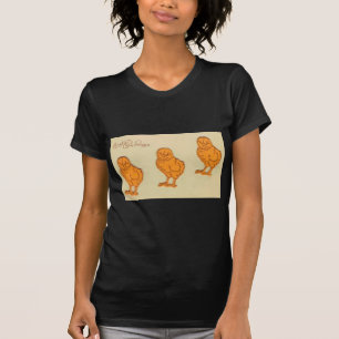 Camiseta Páscoa saudações Pintinhos bege