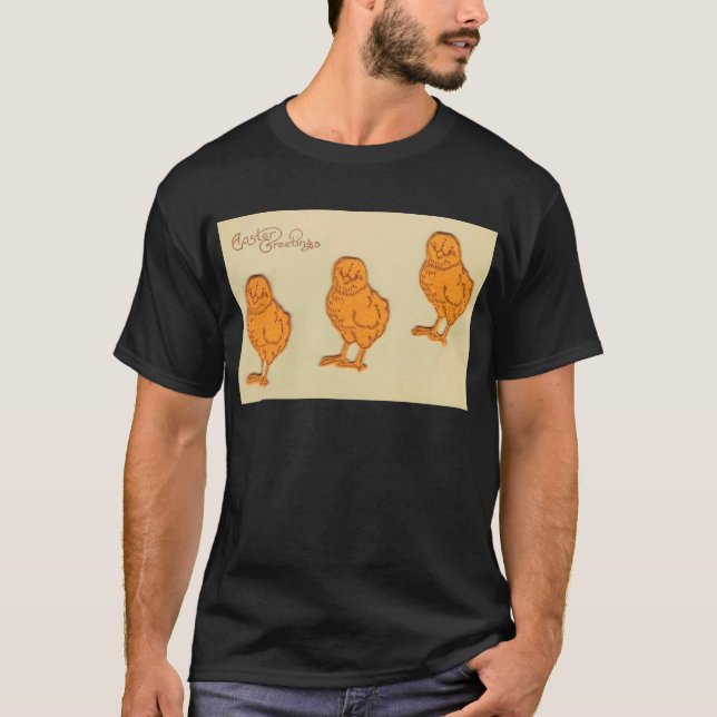 Camiseta Páscoa saudações Pintinhos bege (Frente)