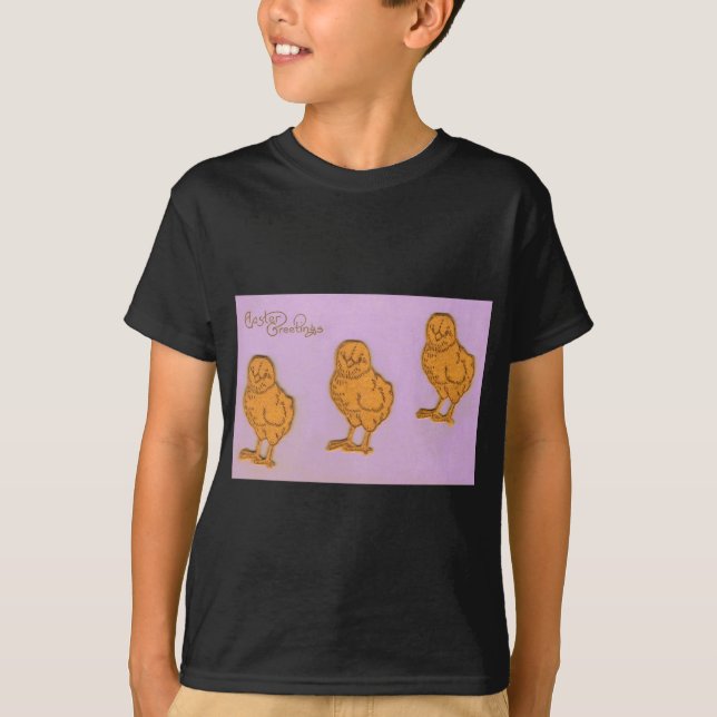 Camiseta Páscoa Saudações Pintinhos Roxo (Frente)