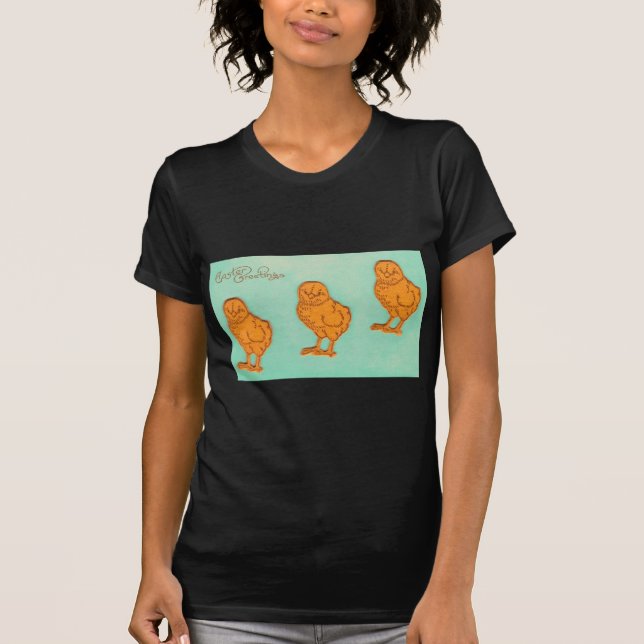 Camiseta Páscoa Saudações Pintinhos Verde (Frente)