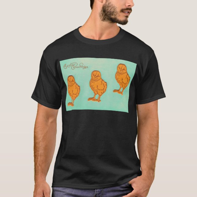 Camiseta Páscoa Saudações Pintinhos Verde (Frente)