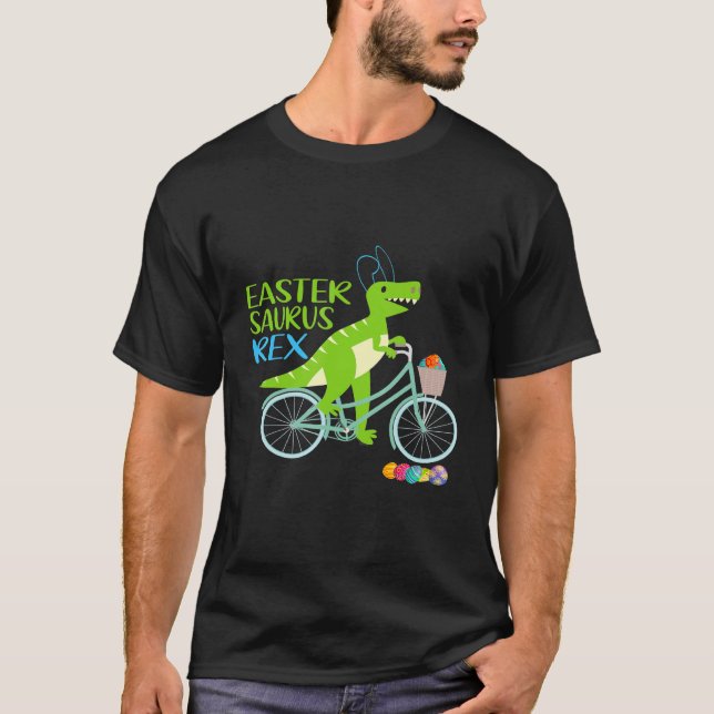 Camiseta Páscoa Saurus Rex Ovos Crianças T Rex Dinosaur Hap (Frente)