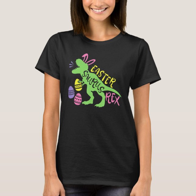 Camiseta Páscoa Saurus Rex Ovos Rex Dinosaur Happy East (Frente)