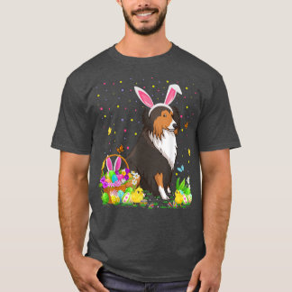 Camiseta Páscoa Sheltie Dog Bunny Ovo Caça Sheltie Easte