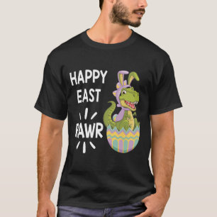 Camiseta Páscoa T Rex Dinossaur Bunny Egg Happy Eastrawawaw