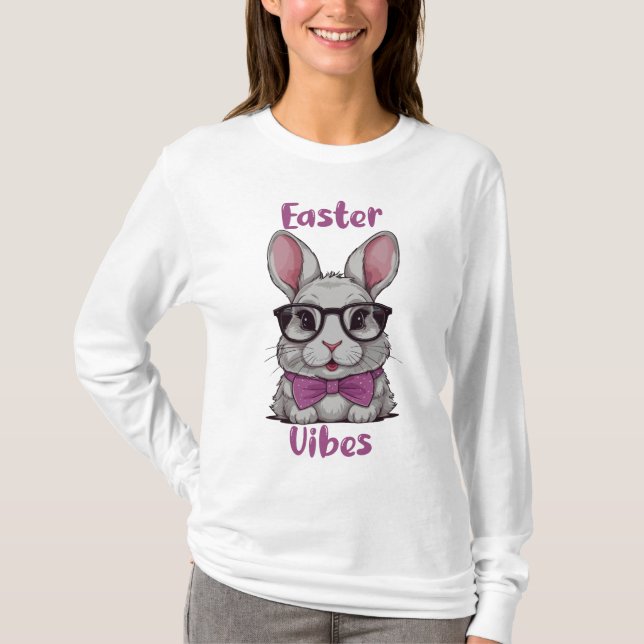 Camiseta Páscoa Vibes Cony Engraçado Mulheres (Frente)