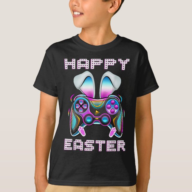 Camiseta Páscoa Video Game Controller Engraçado Gamer Boys  (Frente)