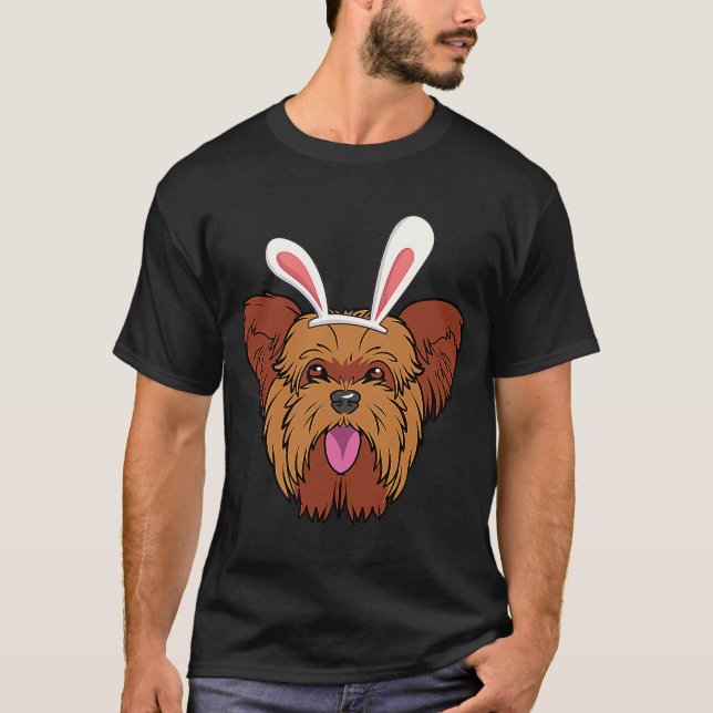 Camiseta Páscoa Yorkshire Terrier Rabbit Ears Costume East (Frente)