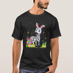 Camiseta Páscoa Zebra Bunny Ovo Caçando Páscoa de Zebra Dom