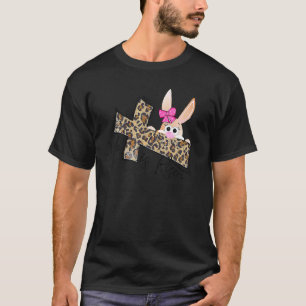 Camiseta Páscoas Cristãs Mãe Bunny Ele É Risen Leopa