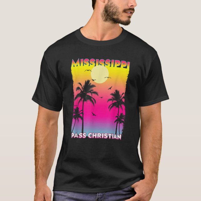Camiseta Pass Christian Mississippi MS Summer Vintage Sunse (Frente)