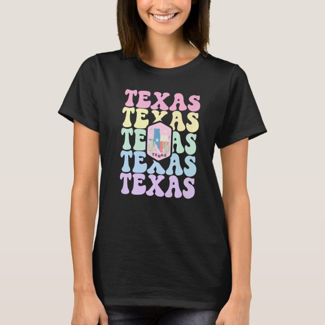 Camiseta Passado Pastel Groovy Retro Casa do Estado do Texa (Frente)