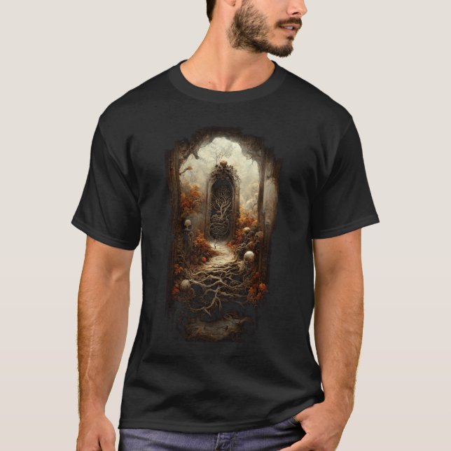 Camiseta Passagem Antiga para Outro Osso da Fantasia Escura (Frente)
