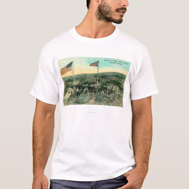 Camiseta Passagem branca com russo e as bandeiras (Frente)