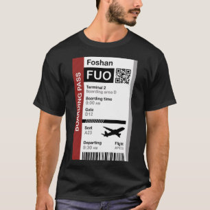 Camiseta Passagem De Embarque De Foshan (Bilhete De Destino