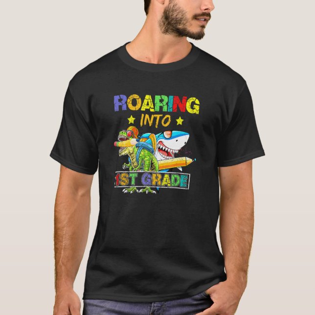 Camiseta Passagem Para O Tubarão Dinossauro Da Classe 1rua  (Frente)