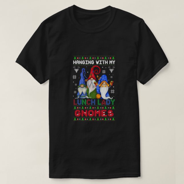 Camiseta Passando Com Meu Almoço, Lady Gnomies, Feliz Natal (Frente do Design)