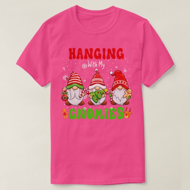 Camiseta Passando Com Meus Gnomos Bonitos Felizes Natal (Frente do Design)