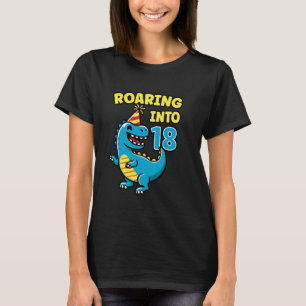 Camiseta Passando para 18 Dino 18ª Festa de aniversário 18