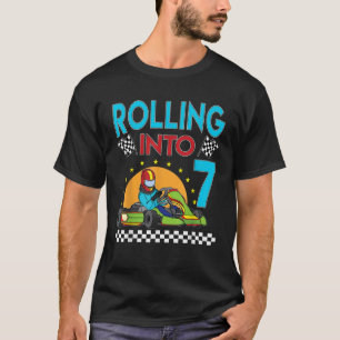 Camiseta Passando para 7 Go Kart Racing Go Kart 7 Aniversár
