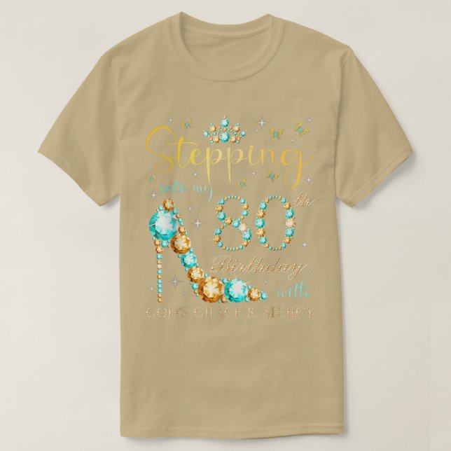 Camiseta Passando para o meu aniversário de 80 com a Graça  (Frente do Design)