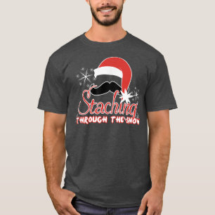 Camiseta Passando Pela Neve Engraçado O Natal Do bigode