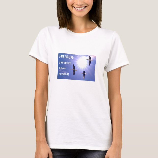 Camiseta Passaporte de Liberdade (luz) (Frente)