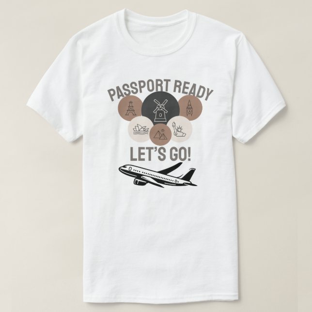 Camiseta Passaporte Pronto, Vamos Lá! (Frente do Design)