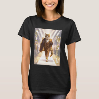Camiseta Passarela de gato - ilustração de gato na moda - g