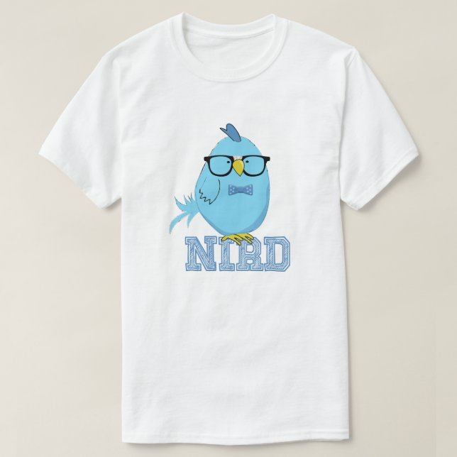 Camiseta Passarinho Azul Bonito Nerd (Frente do Design)