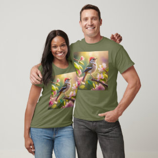 Camiseta Passarinho Fantasia Cabeça Vermelha Peito Buffer
