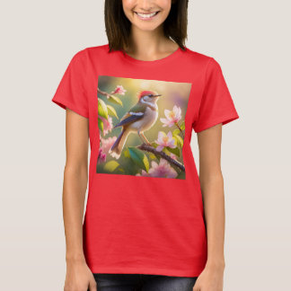 Camiseta Passarinho Fantasia Cabeça Vermelha Peito Buffer
