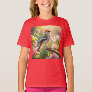 Camiseta Passarinho Fantasia Cabeça Vermelha Peito Buffer