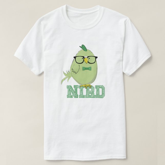 Camiseta Passarinho Geek Verde Fofo (Frente do Design)