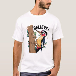Camiseta Passarinho Pica-Pau Fofo Observador da Natureza