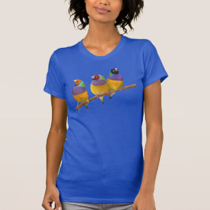 Camiseta Passarinhos coloridos de Gouldian nos Pastels
