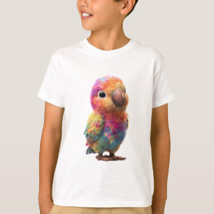 Camiseta Passarinhos Crianças com Explosão de Aquarela Arco